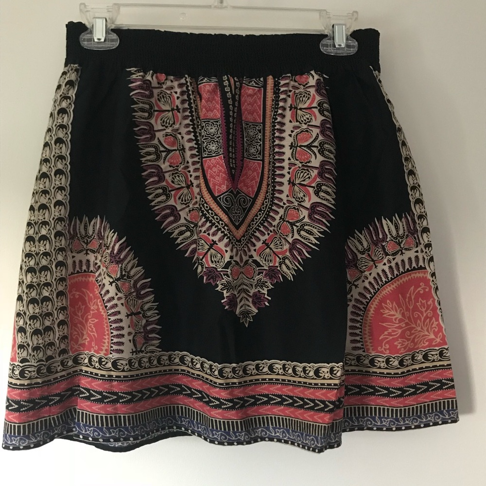 Kimchi Blue Black and Red Skater Mini Skirt